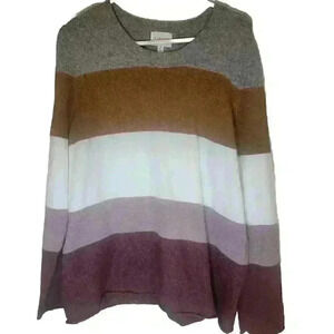 Pinque Women's Sweater Size XL Crew Neck Pullover Colorblock Striped